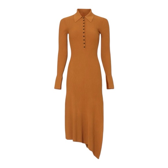 A.L.C. Lance Sweater Dress Long Sleeve Asymmetrical Hemline in Ribbed Knit L - Picture 5 of 11